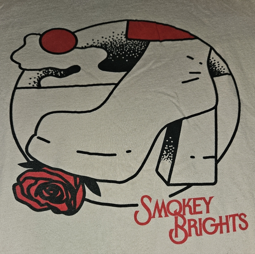 Smoky Brights size small tee shirt.This shirt is ultra soft, and a cream color.
